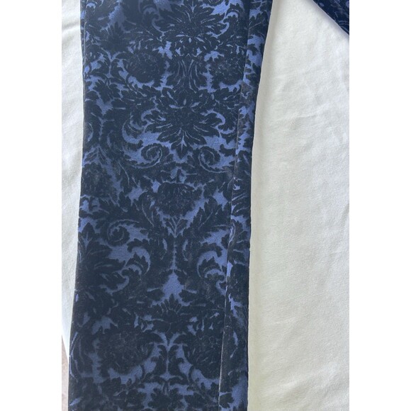 Roz & Ali Womens Medium Blue Black Floral Burnout Pants - Picture 9 of 9